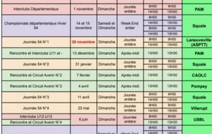 calendrier compétitons hors meeting et régionaux 2026/2027