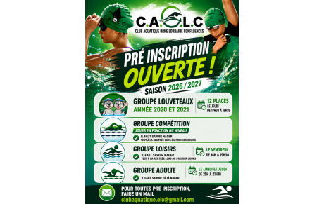 Pré inscription saison 2026/2027