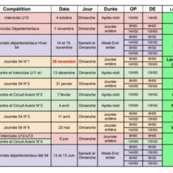 calendrier compétitons hors meeting et régionaux 2026/2027